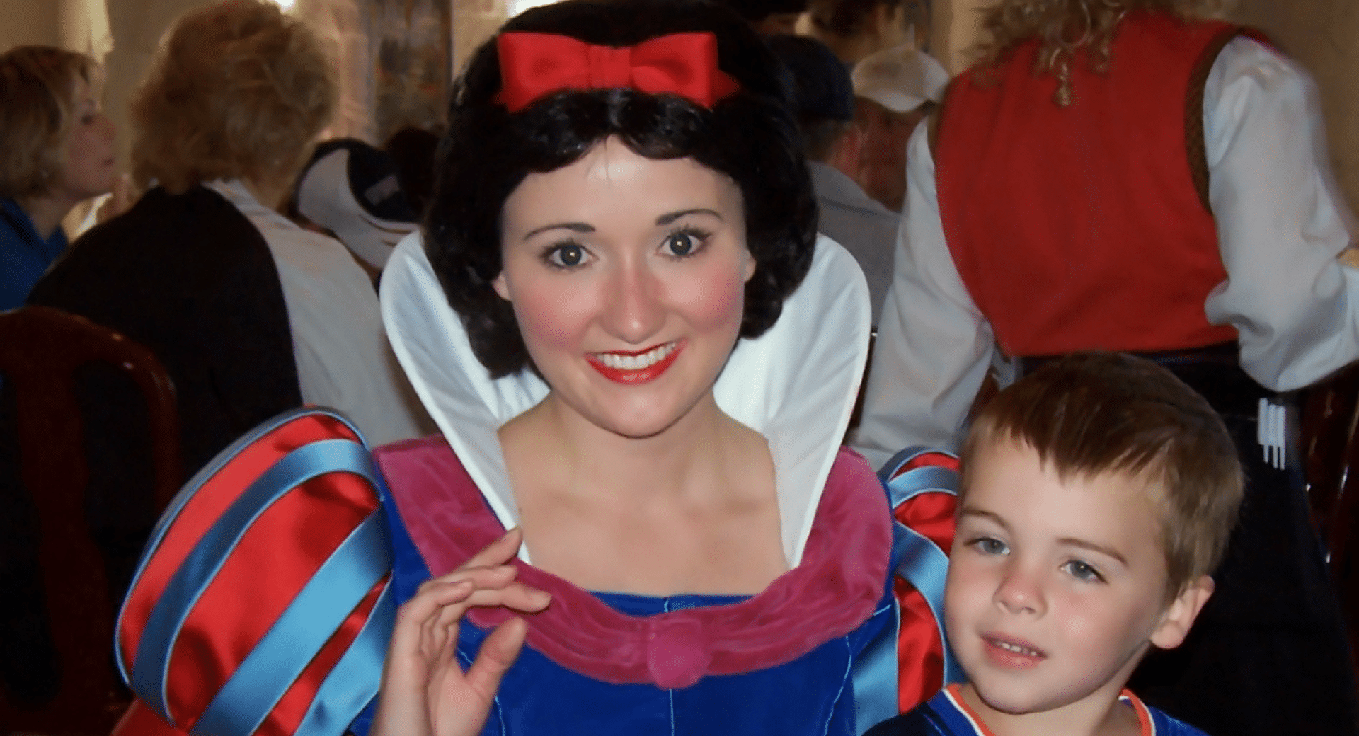 Young boy meeting Snow White at Walt Disney World's Epcot Center 