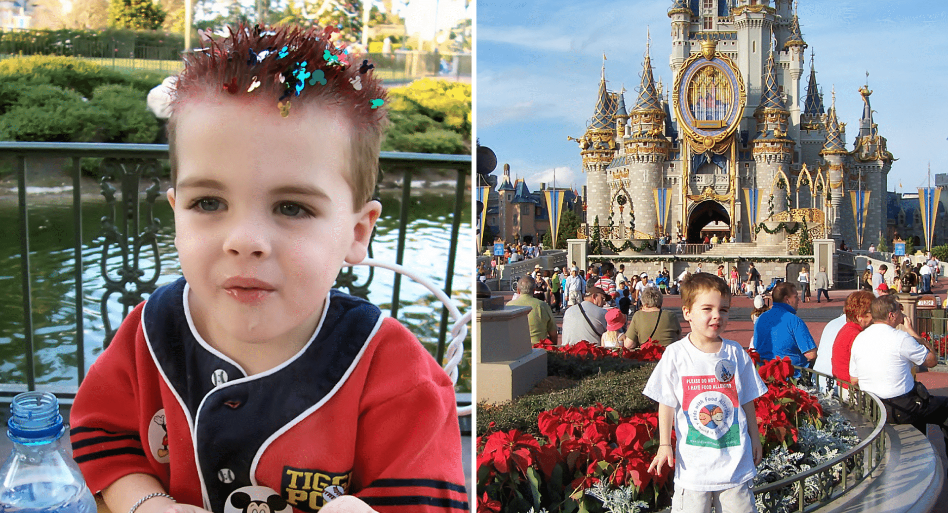 A young child in front of Cinderella's Castle at Walt Disney World's Magic Kingdom