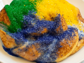 Easy DIY Mini King Cake made with cinnamon rolls