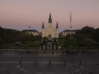 Jackson Square and St. Louis Cathedral in the New Orleans French Quarter at Dusk