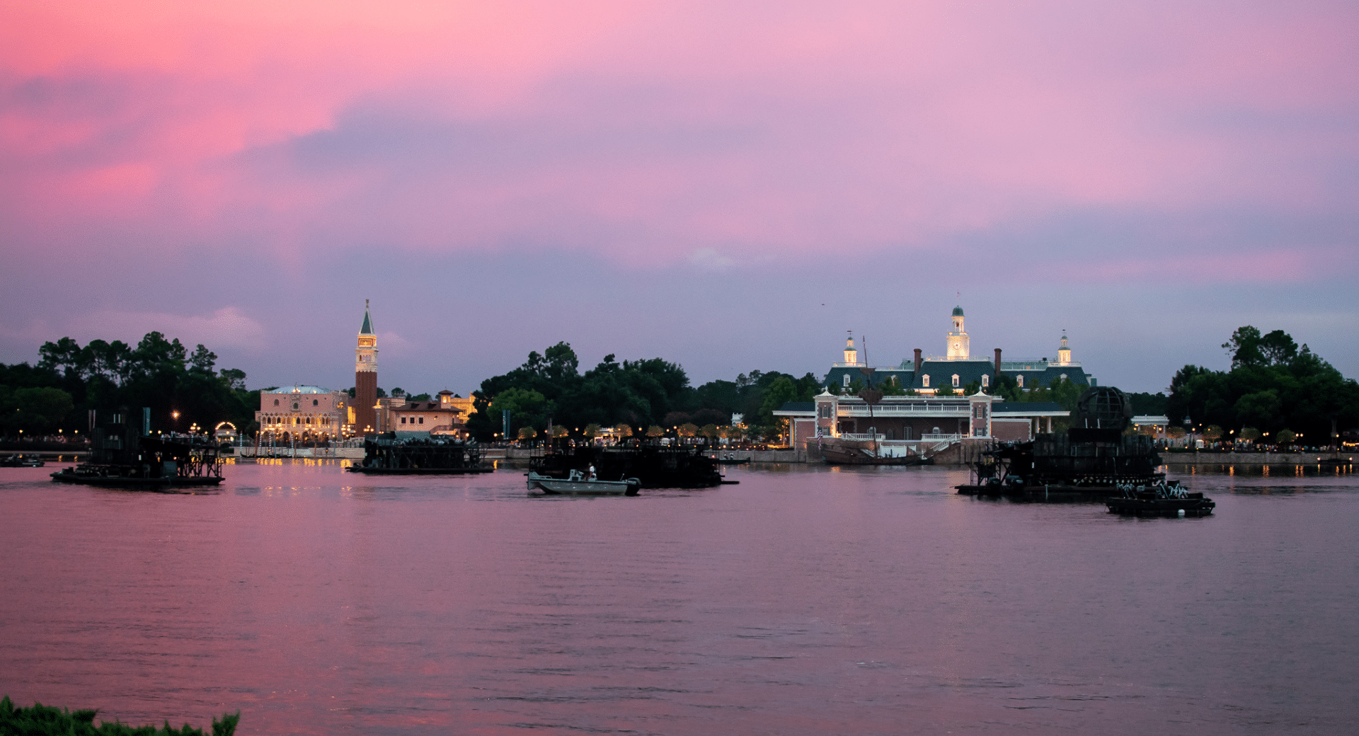 World Showcase Lagoon at Dusk - Epcot