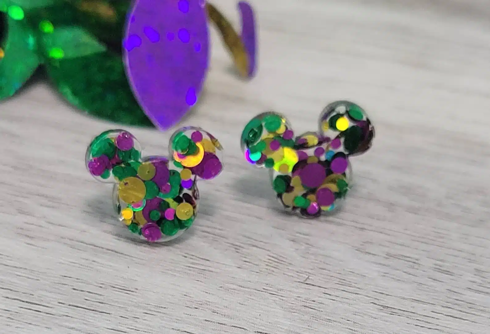 Mouse Mardi Gras Studs