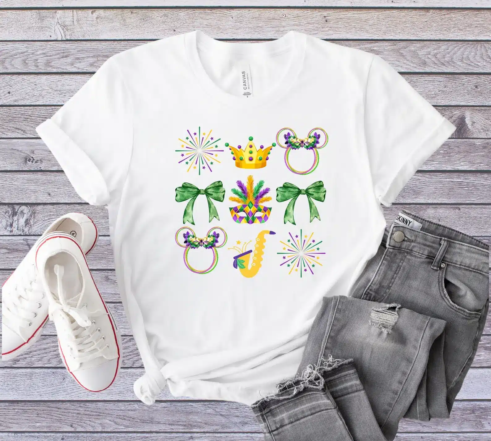 Minnie Mardi Gras Beads T Shirt