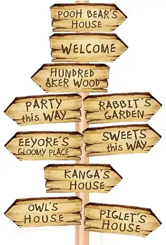 Winnie Arrow Signs Double-Side Directional Sign For Classic Pooh Party