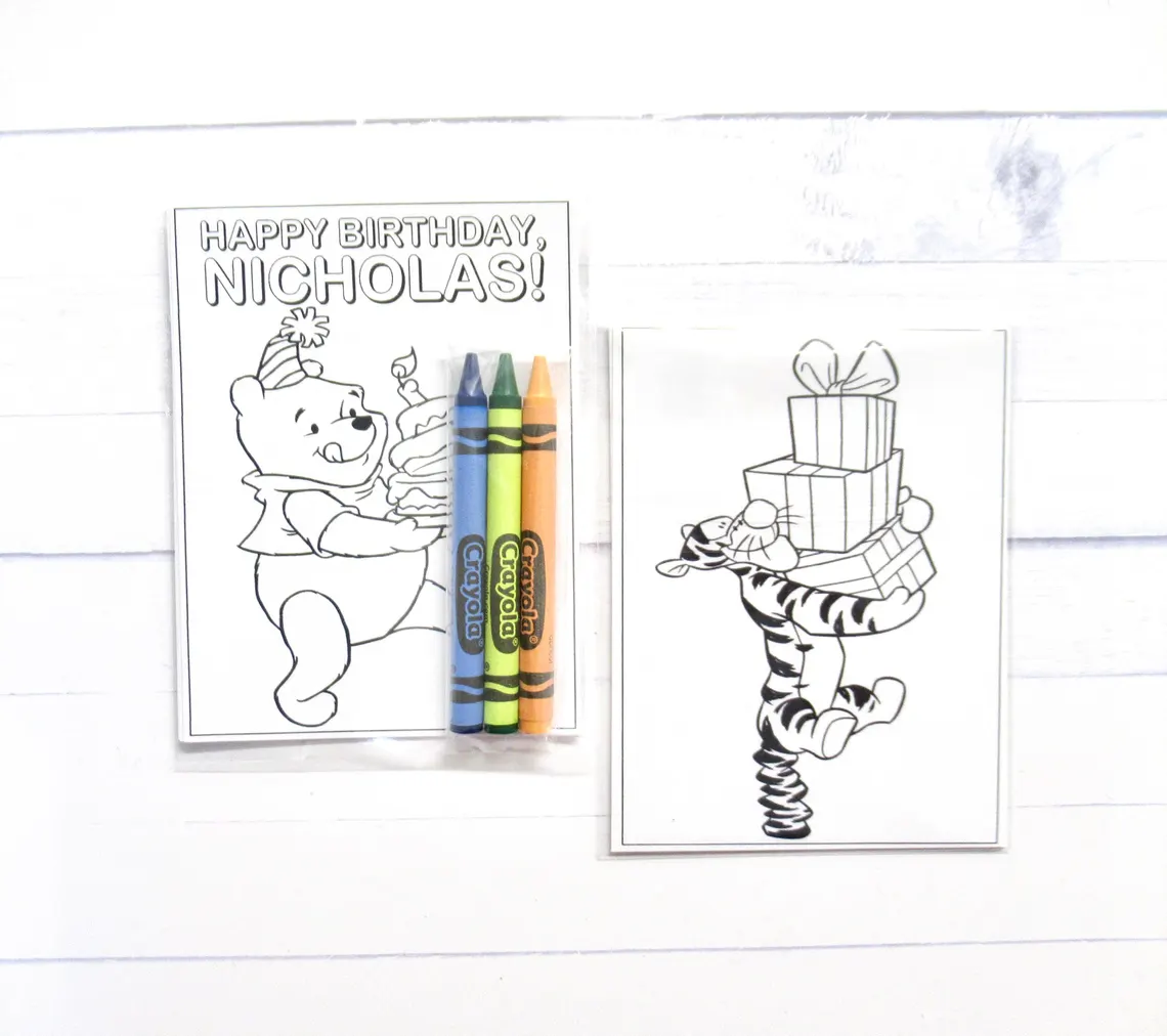 Winnie the Pooh Mini Coloring Pages and Crayons